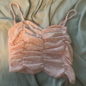 pink boohoo crop top